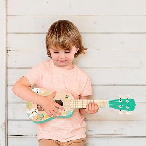 TOOKYLAND 4-String Wooden Ukulele Toy - Mini Guitar Pretend Musical Instrument, for Kids 3 Year Old + 2 41LGXBCe1aL. AC