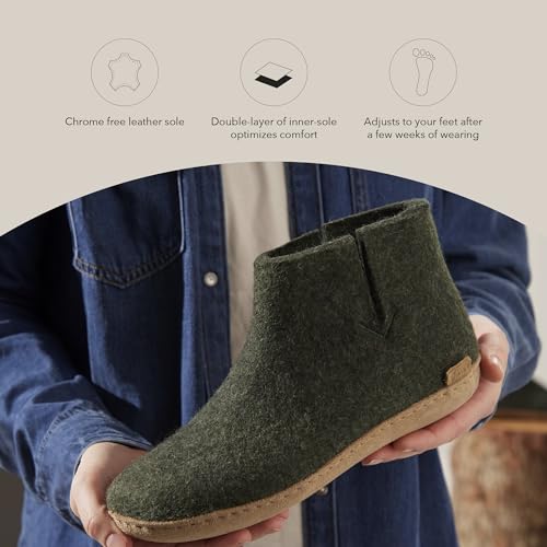 Glerups 100% quality wool mix Slipper with leather sole - Unisex Slip-on3