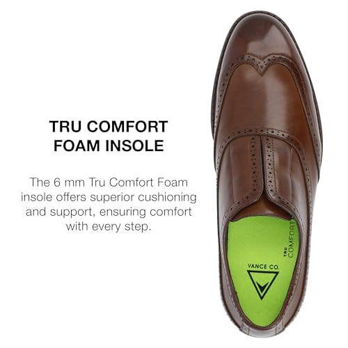 Image of Vance Mens Nikola Slip-on Oxford Textured Tru Comfort Foam Block Heel Almond Toe Business Dress Shoe