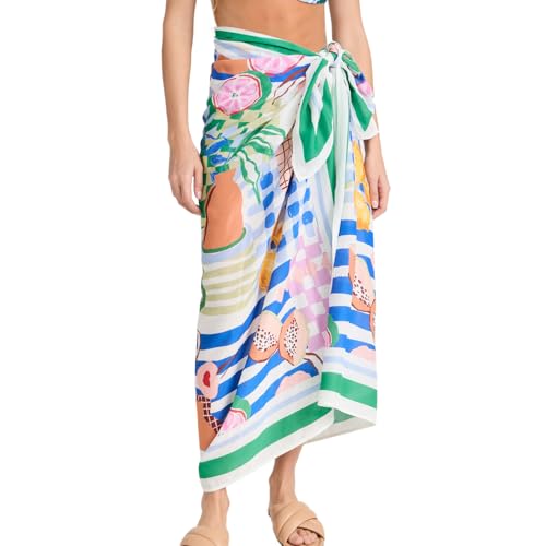 Womens Swimwear Cover Up Skirt 67x45 Summer Beach Long Sarong Swimsuit Floral Pareo Bikini Wrap Skirt Bathing Suit