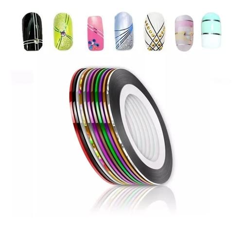 50 Fitas Fitilhos Autocolante Arte Unhas Decorada Metalizada Cor:Lustroso