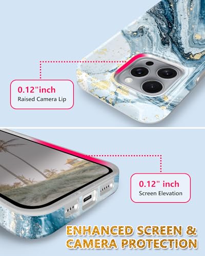 Coque iPhone 16 Pro antichoc fine en TPU souple à effet marbre bleu - 3