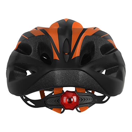 Casque protection vélo orange ultra léger doté d'un éclairage arrière pour VTT
