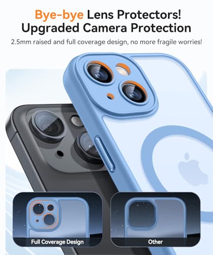 Image of CANSHN Magnetic for iPhone 13 Mini Case, Upgraded [Full Camera Protection] [Compatible with Magsafe] [Translucent Matte] Shockproof Protective Phone Case for iPhone 13 Mini 5.4 inch - Light Blue
