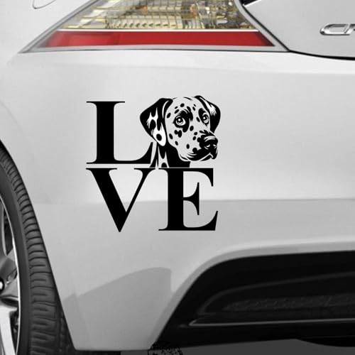 Pegatina Promotion Love cœur Amour Chien Dalmatien Autocollant Voiture Camping-Car Ordinateur Portable Sticker Mural Couleur et Taille au Choix
