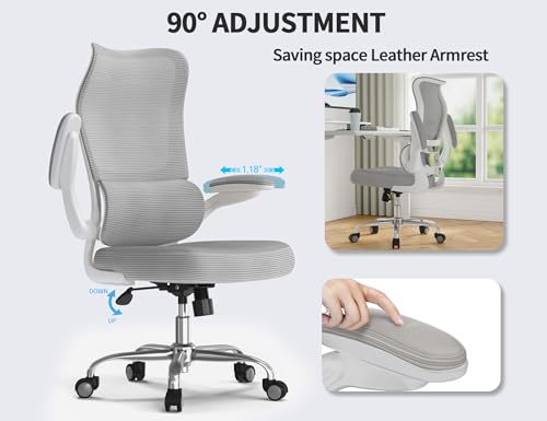 Image of TRALT Office Chair Ergonomic Desk Chair - Gaming Chair with Lumbar Support | 330 LBS Home Office Desk Chairs , Reading Chair with Flip-up Armrests, Comfortable Computer Chairs (1, Grey)