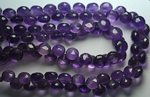 LKBEADS 4 Inch Strand Finest, Purple Amethyst Micro Faceted Onion Shape Briolettes, 7-6mm size