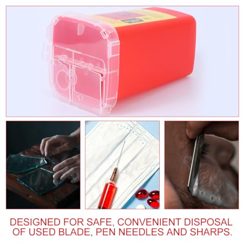 Healeved 1 Behälter für Wiederverwendbar-Rasierklingen, Spender aus Kunststoff für Friseursalon, Behälter für sichere Entsorgung der Klingen, Rot