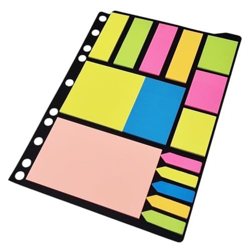 Página de anillas con notas adhesivas multicolor, varios tamaños y formas para notas, listas y recordatorios Super Sticky