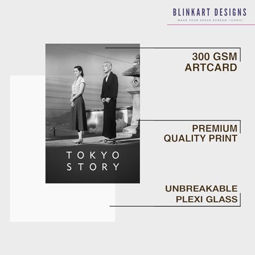 Image of BLINKART Tokyo Story (1953) Movie Poster Frame 12x18 Inch | Premium 300 GSM Paper Wall Print | Mid Century Vintage Film Artwork for Home, Bedroom, Living Room, Office | Framed Photo Decor