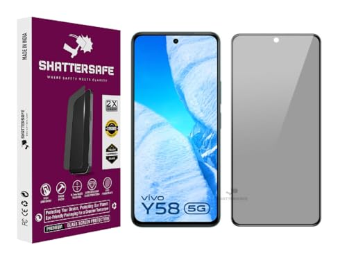 Image of Anti-Spy Privacy Tempered Glass Compatible For Vivo Y58 5G [Pack of 1]. 9H Hardness, Anti-Scratch, Edge-to-Edge Protection With Easy Installation Kit & Case Friendly Fit.