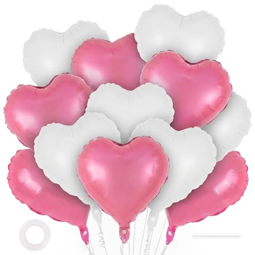 Image of 12 Pcs Colorful Heart Balloons,18 Inch Heart Foil Balloons Love Balloon Valentine Balloon for Birthday Party Wedding Engagement Party Baby Shower Valentine Day Decorations