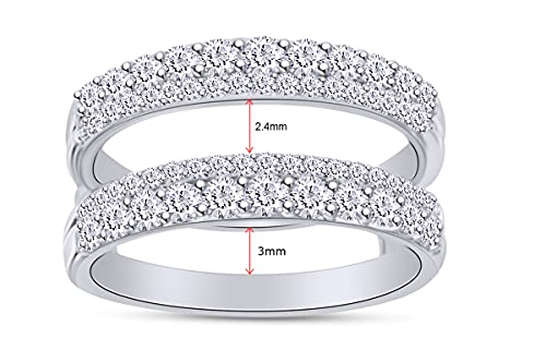 Affy 1.00 Carat (Ctw) Round Cubic Zirconia Anniversary Wedding Band Enhancer Guard Double Ring In 14K Gold Over Sterling Silver For Women Ring Size-7 #TOP3
