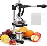 Xiwrdok Cast Iron Juicer Hand Press for Citrus Fruits,Pomegranates,Grapefruits,Heavy-Duty Cast Iron Juicer,Lemon Squeezer Manual,with Stainless Steel Cup,Easy to Use & Clean（Black）