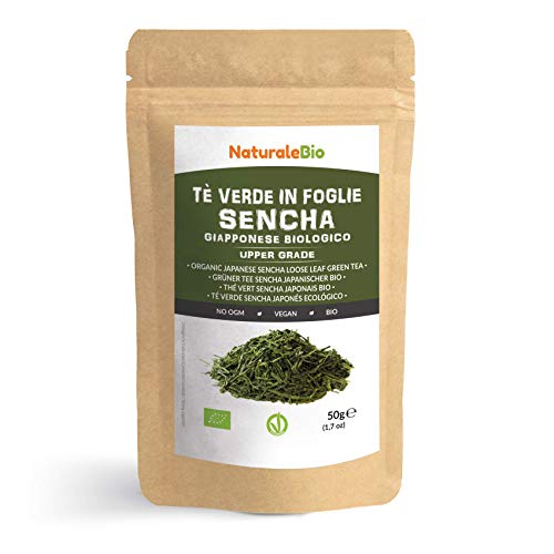 Organic Japanese Sencha Green Tea [Upper Grade] 50g. Sencha Loose Leaf Green Tea, 100% Bio, Natural and Pure. First Harvest Green Tea Leaves Cultivated in Japan. NaturaleBio