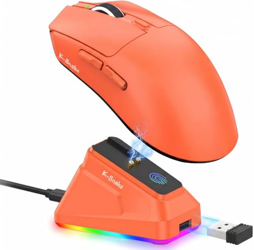 Image of Wireless Gaming Mouse with RGB Magnetic Charging Dock, Tri-Mode 2.4G /BT 5.3 /Wired, 12000 DPI, PAW3311 Sensor, 65g Lightweight, 7 Programmable Buttons, for PC /Mac