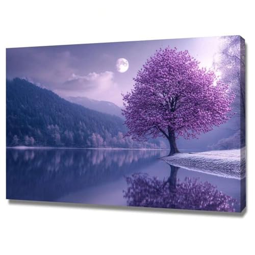 Toile grand paysage violet arbre de vie pour habiller un grand mur