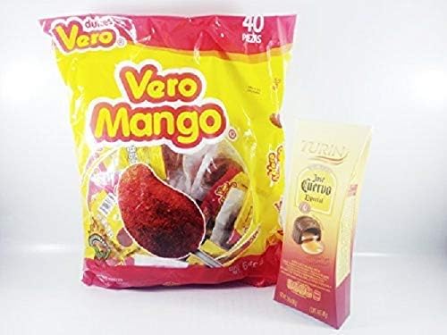 Pack Of Lollipop Vero Mango And Chocolate Tequila Special Authentic Mexican Candy With Free Kinder Bar Included