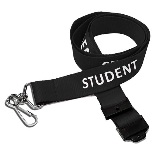 School Badges UK Student Lanyard with safety breakaway multiple colours 10 pack (Black)
