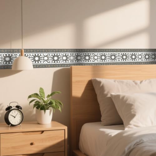 Image of Nuxovilar Geometric Mosaic Peel Stick Wall Border PVC 3.94x16.4'