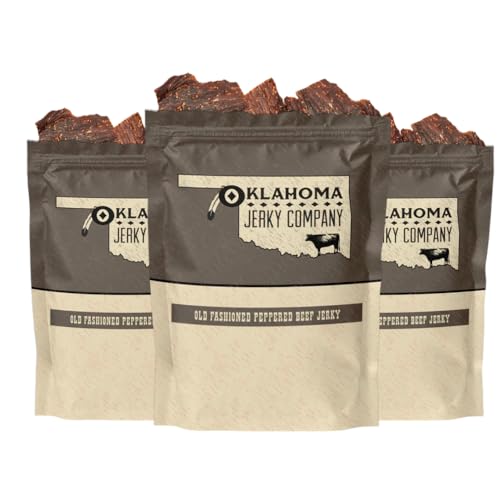 Old Fashioned Peppered Beef Jerky - No Frills Tough and Old Style Dry Beef Jerky - All Natural, Gluten Free, No Added Preservatives and No Added MSG, Healthy Protein Snacks, 2 oz (Pack of 3)
