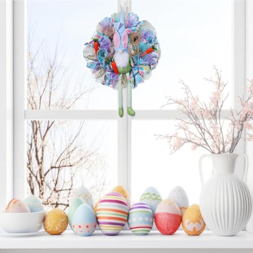 Couronne de printemps lapin de Pâques réutilisable pour porte et mur