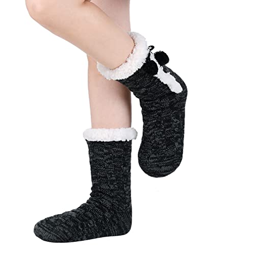 Image of Chassic Sherpa Lined Slipper Socks for Women, Non-Slip Cozy Winter House Socks, Soft Fuzzy Socks, Gifts for Women & Ladies Stocking Stuffers