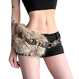 Gcroet Ceinture en fourrure pour femme, ceinture tendance Punk Rock en fausse fourrure en cuir Y2k pour jupe ou robes vintage.