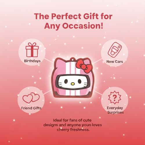 Image of PumpCar 2 pieces double-sided Hello Kitty helmet hanging cartoon cherry-scented funny car air freshener Cool hanging for rearview mirror Car Interior Accessories Gifts