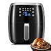 Freidora sin Aceite Caliente, 6 litros Airfryer XXL 1800W, Silenciosa menos de 40dB, 8 Presets, 40+ Recetas, poco Aceite, Negra