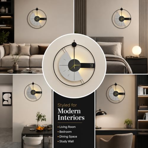 Image of Smartway Celestia 6 Watt LED Wall Lamp with Analog Clock | Modern Decorative Wall Light with 3 Color Modes | Stylish Wall Clock Light for Bedroom, Living Room, Hall & Bedside | 1-Year Warranty