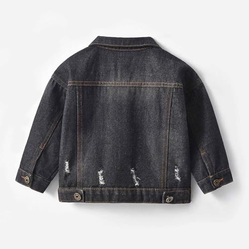 Toddler Boys Denim Jacket Ripped Jean Jacket Long Sleeve Button Down Distressed Cowboy Coats for Kids with Pockets3