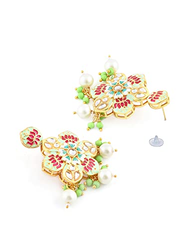 Multicolor Meenakari Multistrand Crystal Necklace & Earring Set