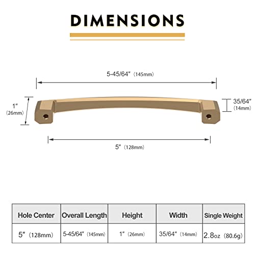 Image of 10 Pack 5 Inch Champagne Bronze Cabinet Pulls Kitchen Handles for Cabinets Cupboards Drawers Doors - Gold