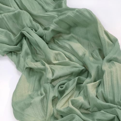 Image of MLMC Sage Green Table Runner 10ft Rustic Gauze Cheesecloth Table Runner Sage Cheese Cloth Centerpiece Decor 35x120 Inches for Boho Wedding Bridal Shower Party Decor