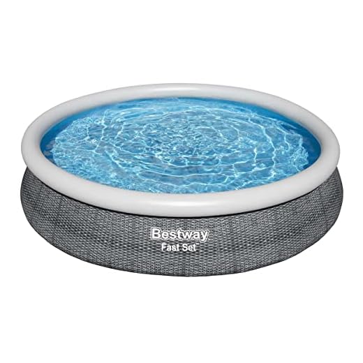 Bestway Fast Set - Juego De Piscina Con Bomba De Filtro, Diámetro 366 X 76 Cm, Aspecto De Ratán (Gris Pizarra)