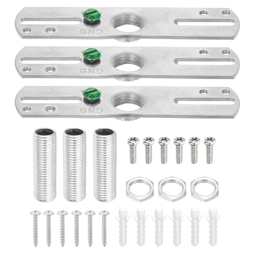PATIKIL 4" Light Crossbar Kit, 3 Set Universal Light Fixture Mounting Bracket with 1/4IP Tap Center Hole Ceiling Light Plate Canopy Hardware Set for Chandelier Wall Light, with Screw Packs