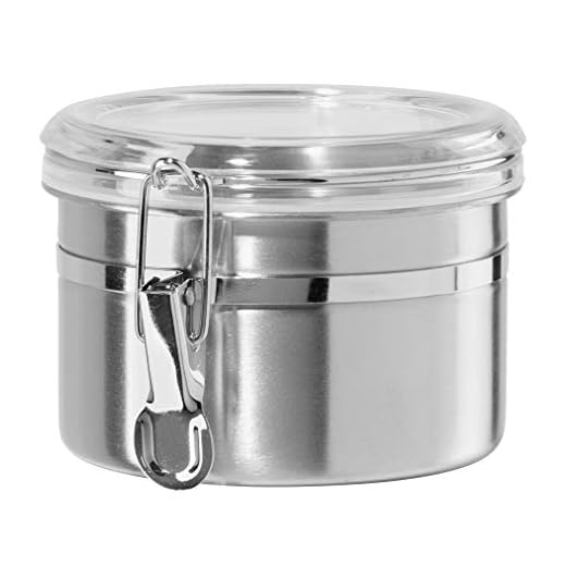 OGGI Vasilha de cozinha de aço inoxidável 740 ml - tampa hermética de fixação, transparente - ideal para armazenamento de cozinha, armazenamento de alimentos, armazenamento de despensa.
