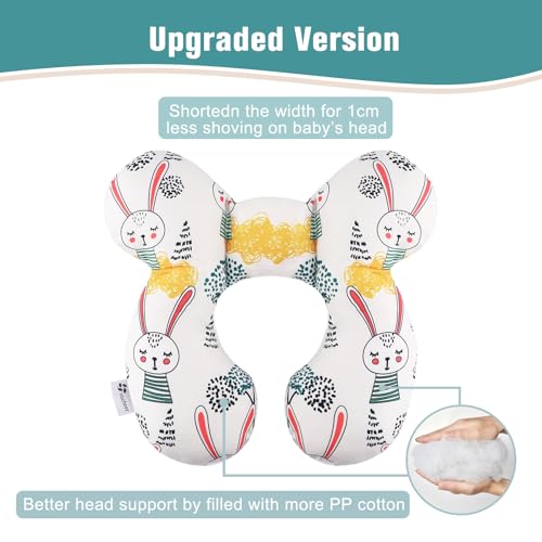 Image of vocheer Baby Travel Pillow(Upgraded), Head and Neck Support Pillow for Pushchair, Car Seat,Stroller, Bouncer, Cotton(Rabbit)