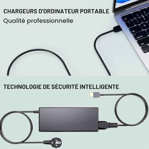 135W Chargeur Ordinateur Portable Compatible avec Lenovo Lenovo ThinkPad X1 Extreme Gen 1 2 3 4 5 W540 W541 T440 T440S T440P T470P T540p T15p Ideapad Yoga Y50-70 Y50-80 Y50p Y50p-70 Y50c Adaptateur – vue 4