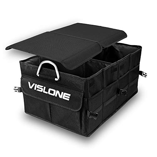 VISLONE Organizador Maletero Coche, Organizador Coche Plegable Impermeable con Compartimentos, Multifunción Oxford Bolsillos de Tela 60L Gran Capacidad Caja de Almacenamiento