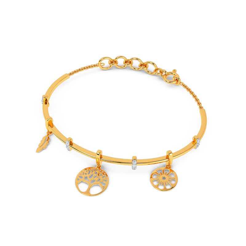 Image of KISNA 14KT BIS Hallmark Pure Yellow Gold & SI Real Diamond Bangle For Women