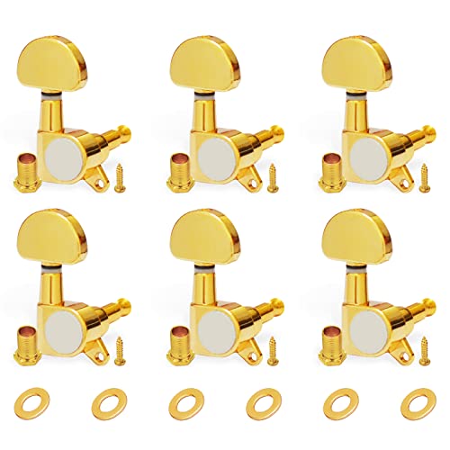 Lot De 6 Mécaniques Pour Guitare SAPHUE 3L3R Chromées – Forme éventail, Rapport 15:1, Universelles Acoustique/électrique