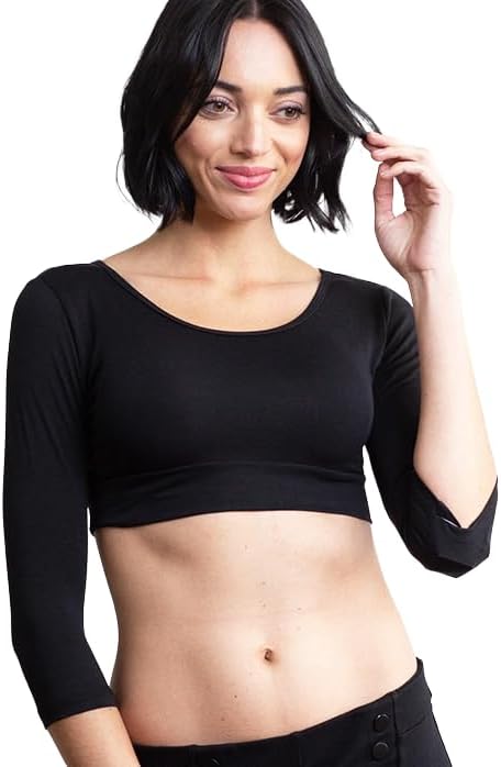 HALFTEE 3/4 Sleeve Layering Tee | Demi Cami for Women & Teens | Cute Crop Top | XS-6X
