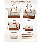Weekender Bags for Women, Travel Duffle Bag Carry On Overnight Bag with Cosmetics Bag and Crossbody Purse for Gym Hospital, Gifts for Women, Beige Brown - Image 3