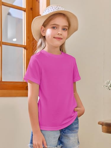 Image of Girls Short Sleeve T Shirts Kids Summer Tops Crewneck Tees 5-14 Years