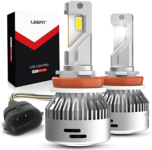 LASFIT H11 LED Bulbs, 2023 Upgrade H8 H9 H16 LED Light Bulbs 6000LM Super Bright Conversion Kit Plug and Play, Non-Polarity-2 Bulbs