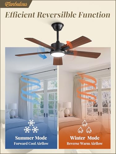 Image of Fanbulous 42 Inch Ceiling Fans with Lights and Remote, Stepless Color Temperature Change & Dimmable 20W LED Ceiling Fan, 6 Speeds Reversible Quiet DC Motor for Bedroom, Living Room, Apartment,Black