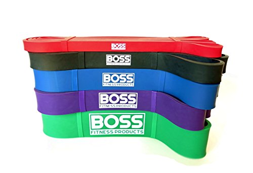 Boss Fitness Products - Assisted Pull Up Bands - Power Lifting Bands - Resistance Loop Bands - Stretching Bands - 41" Inches (Purple Band)