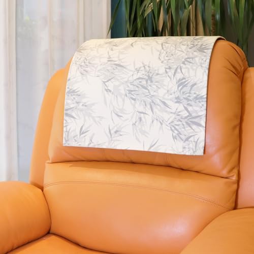 AmazeCov Non Slip Headrest Cover for Recliner Chair, Velvet Printed Lazy Boy Recliner Headrest Cover, Furniture Headrest Protector for Office Chair Theater Seat and Sofa,Gray Leaves